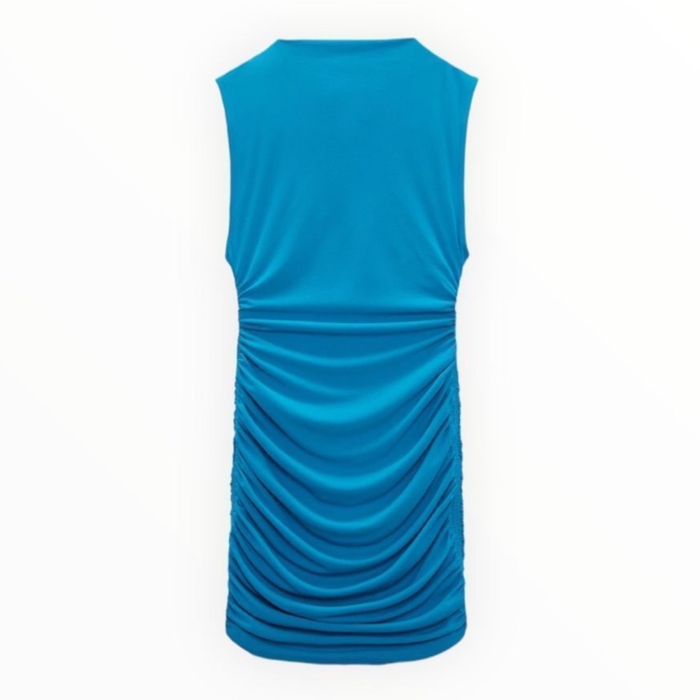 Zara Blue Ruched Mini Dress - Picture 5 of 9